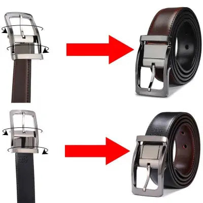 2 in 1 Black Brown Leather Belt