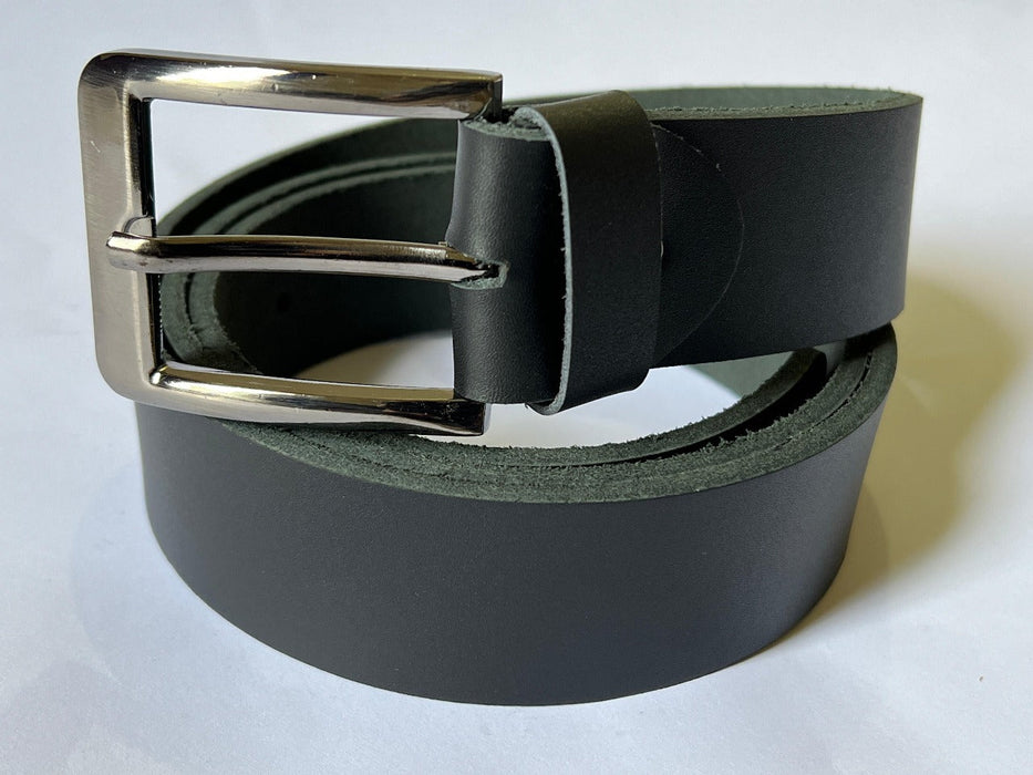 Genuine Leather Black Belt with Metallic Buckle