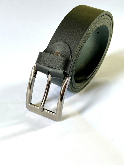 Genuine Leather Black Belt with Metallic Buckle