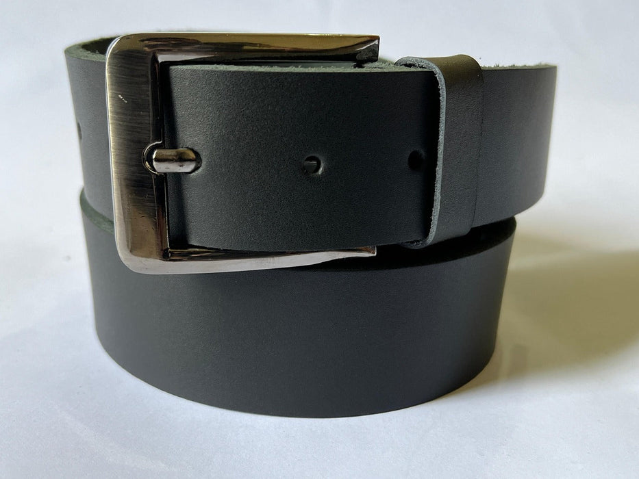 Genuine Leather Black Belt with Metallic Buckle