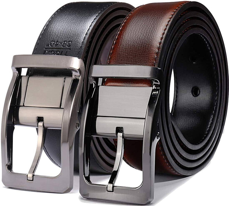 2 in 1 Black Brown Leather Belt