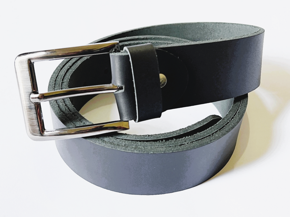 Genuine Leather Black Belt with Metallic Buckle